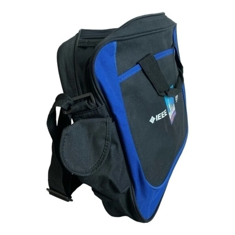 Voyager Black Blue Canvas Laptop Messenger Bag Travel Portfolio